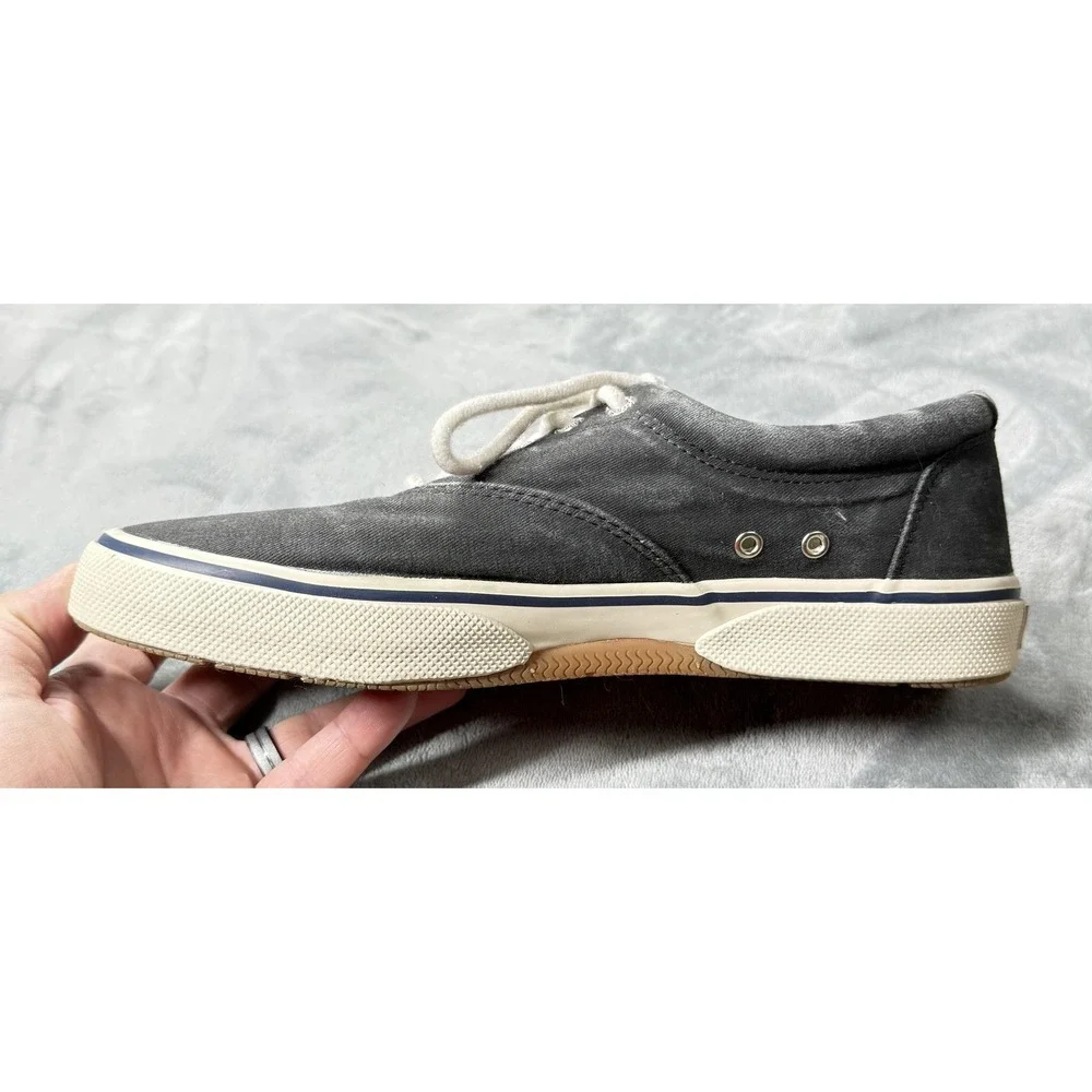 Sperry Top-Sider Shoes Mens Size 8.5 Gray Canvas‎ Lace Up Sneakers Boat Casual